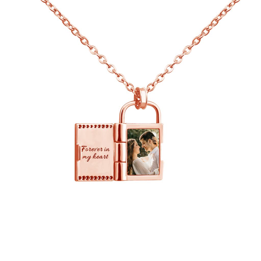 Personalized Rose Gold Locket Necklace with Photo