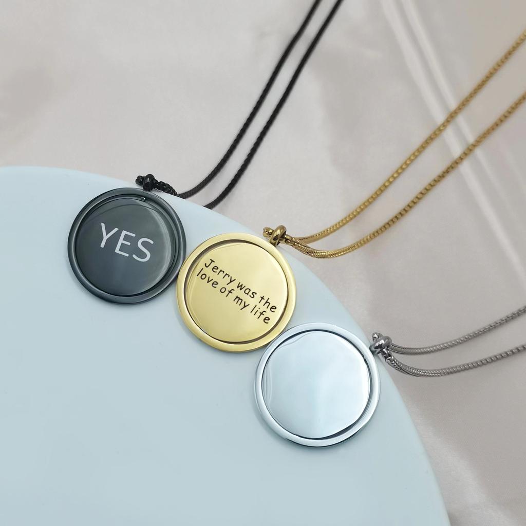Personalized Round Necklaces Custom Engraved Text
