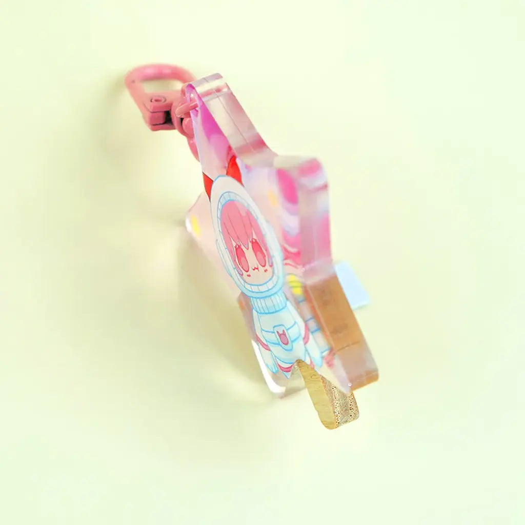 Pink Astronaut Popsicle Keychain Side View