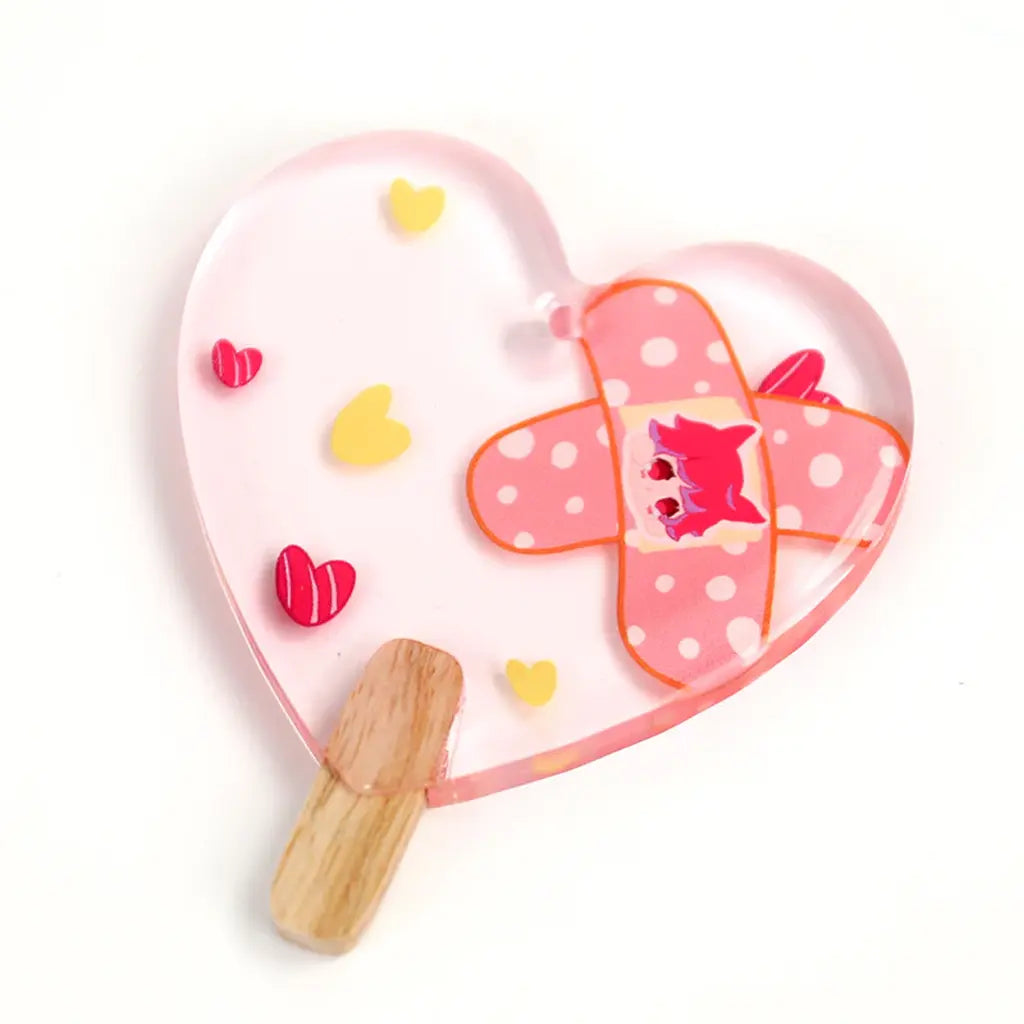 Pink Heart Bandage Popsicle Acrylic Charm