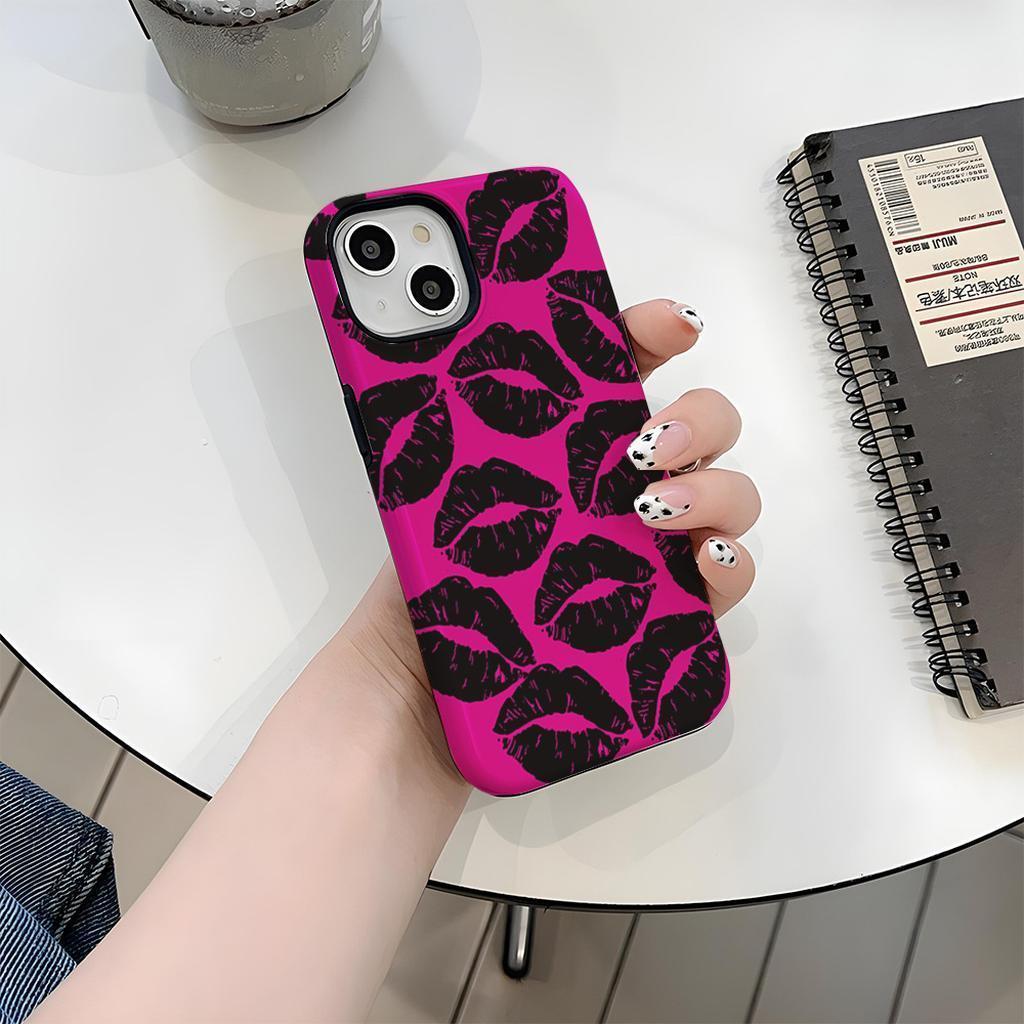 Pink Lipstick Print Phone Case