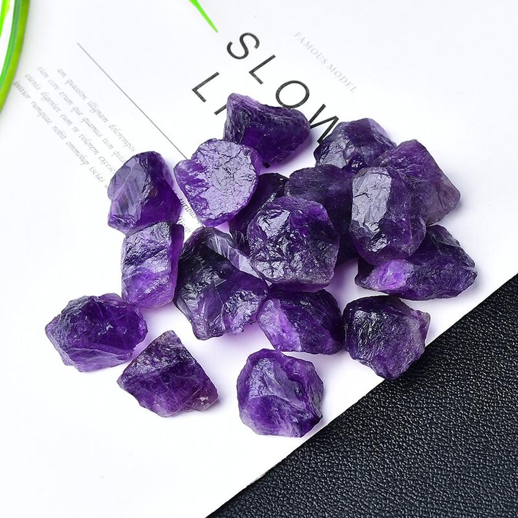Raw Amethyst Crystal Collection On White Background