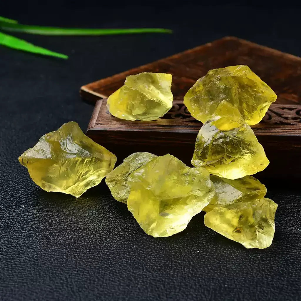 Raw Citrine Crystal Collection Black Background