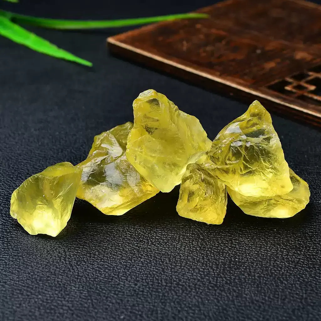 Raw Citrine Crystal Group Black Background
