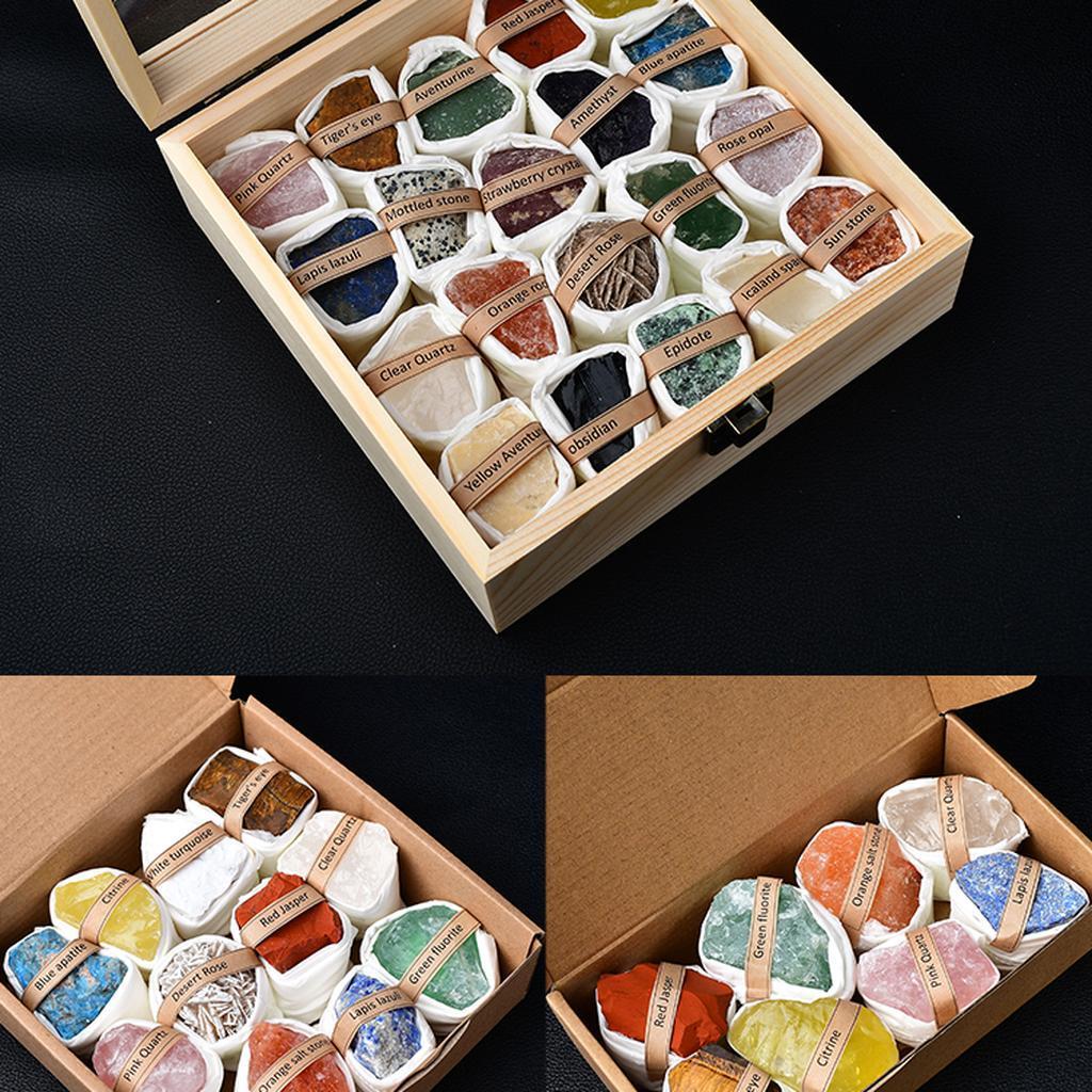 Raw Healing Crystals Collection Wooden Gift Box