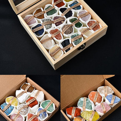 Raw Healing Crystals Collection Wooden Gift Box
