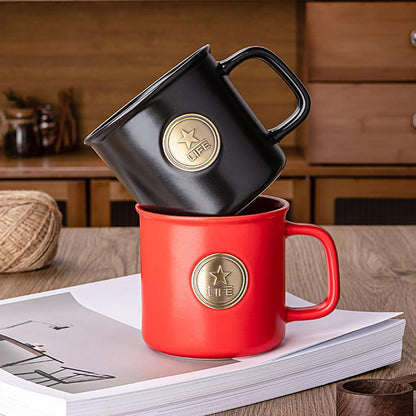 Red and Black Ceramic Mugs Set