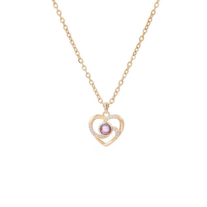 Rose Gold Double Heart Projection Necklace