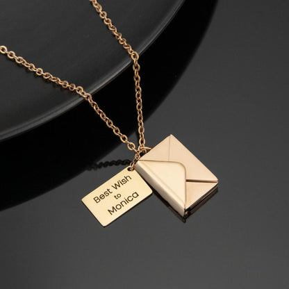 Rose Gold Envelope Locket Necklace Personalized