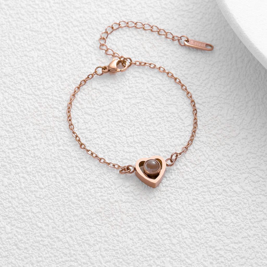 Rose Gold Heart Photo Bracelet Personalized Jewelry