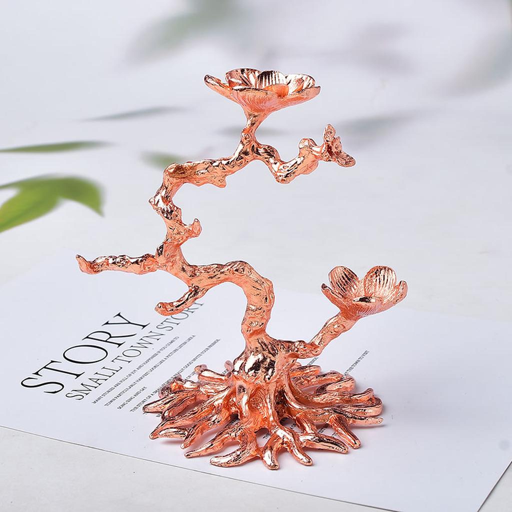 Rose Gold Metal Tree Branch Jewelry Stand