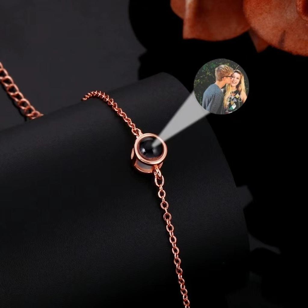 Rose Gold Photo Projection Bracelet Couple Image