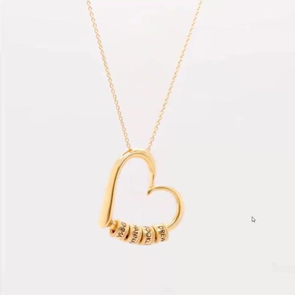Silver And Gold Personalized Family Name Heart Necklace