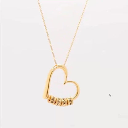 Silver And Gold Personalized Family Name Heart Necklace