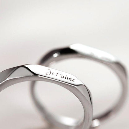 Silver Engraved Rings Je taime Personalized Jewelry