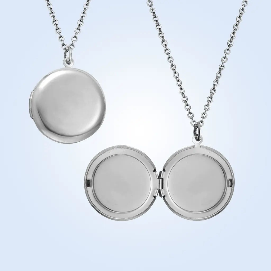 Silver Locket Necklace Closed and Open View_1