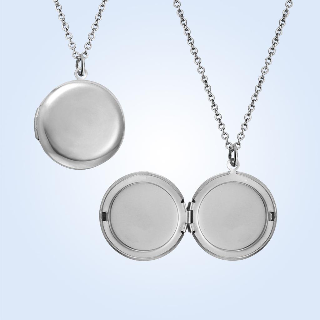 Silver Locket Necklace Closed and Open View