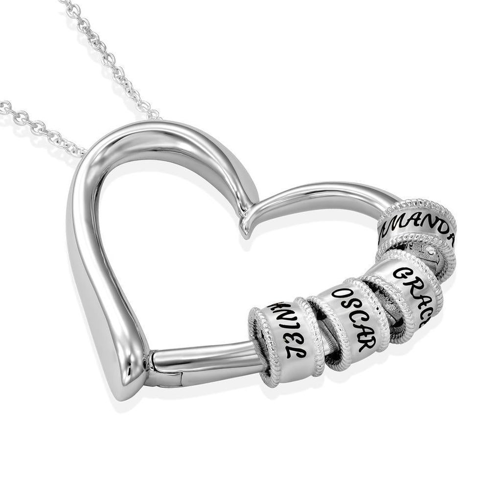 Silver Personalized Family Name Heart Necklace