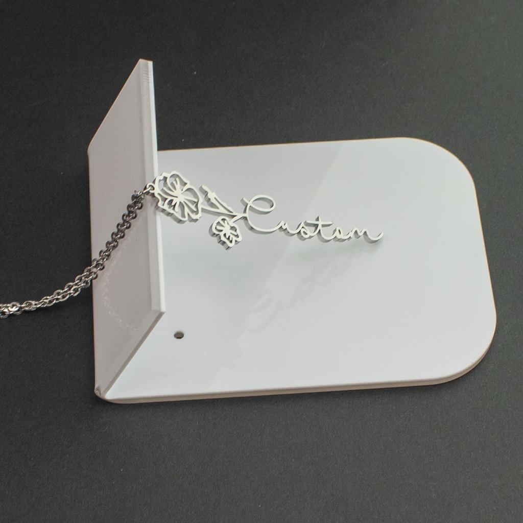 Silver Personalized Flower Name Necklace