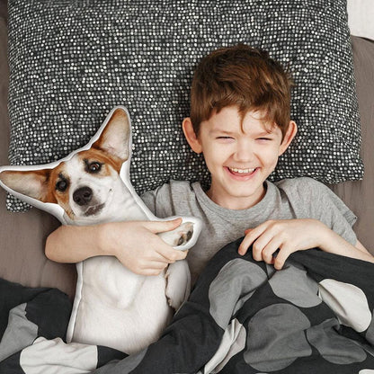 Smiling Boy Hugging Custom Dog Pillow