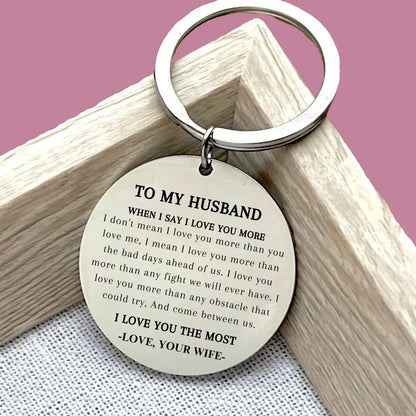 To My Husband Love You Most Keychain Gift