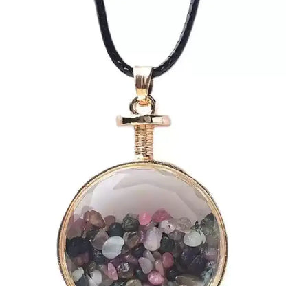 Tourmaline Crystal Chip Glass Vial Pendant Necklace