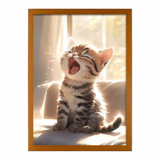 Yawning Kitten in Sunlight Framed Print