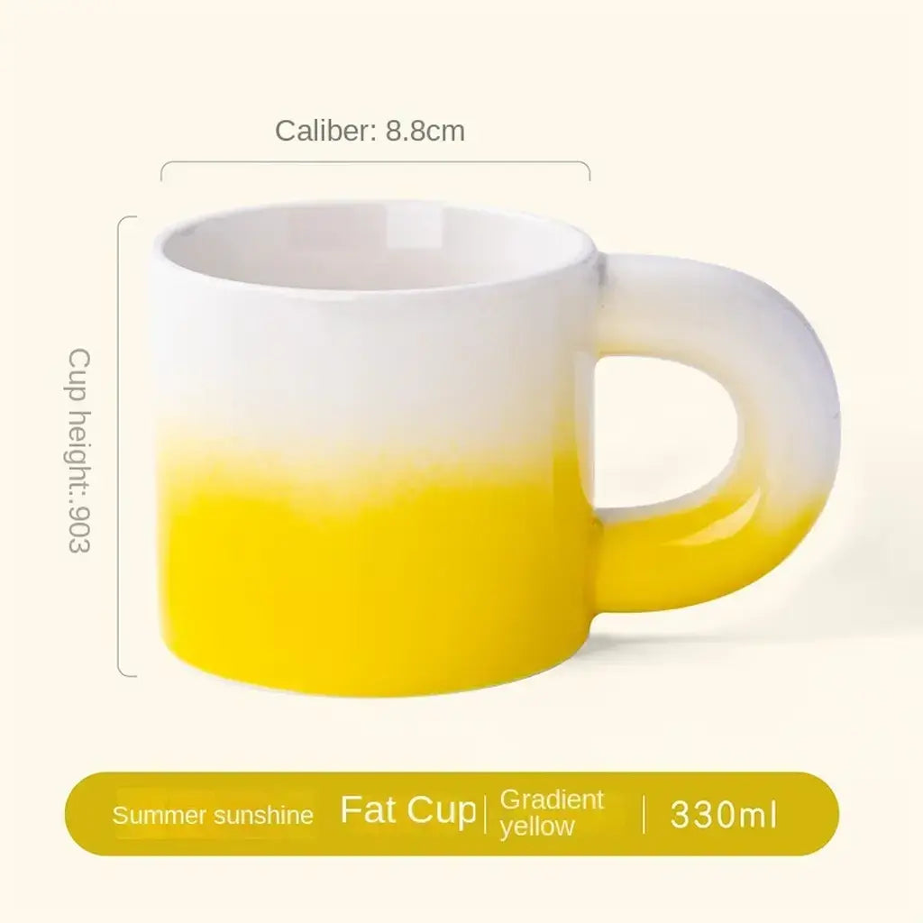 Yellow Gradient Ceramic Mug With Round Handle