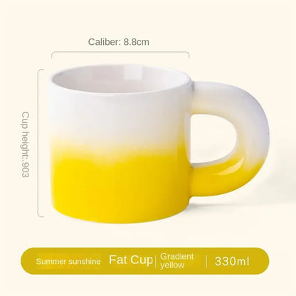 Yellow Gradient Ceramic Mug With Round Handle