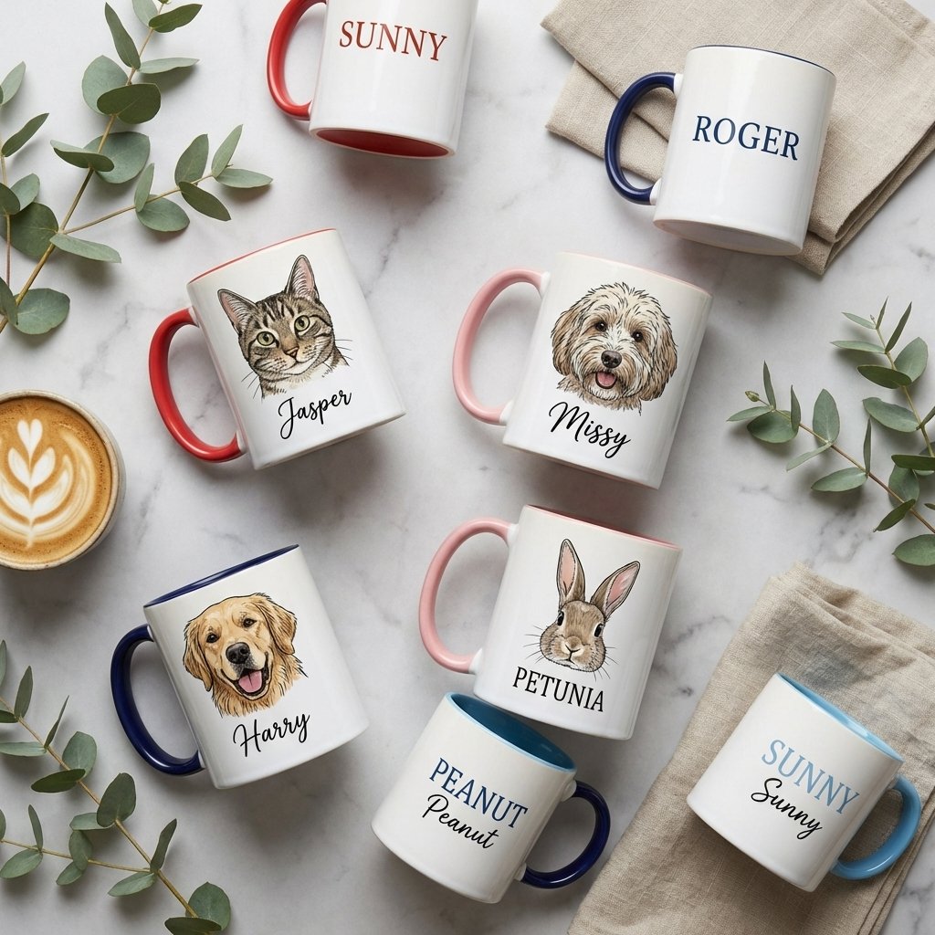 Custom Pet Portrait Mug | Personalized Hand-Drawn Dog Mug