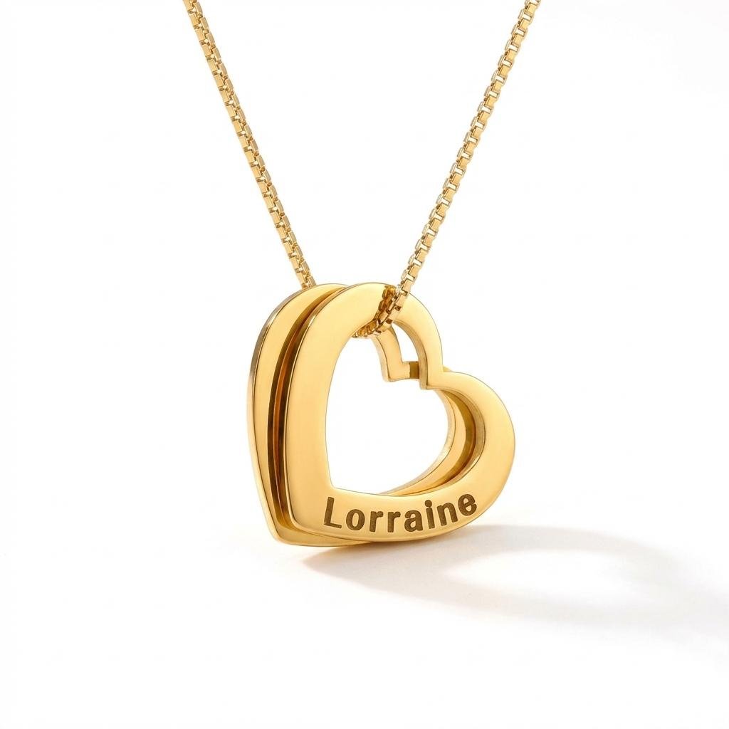 Personalized Interlocking Heart Name Necklace for Mom