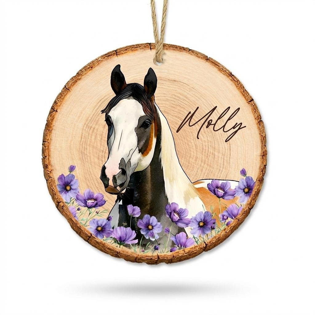 Personalized Horse Photo Portrait Wood Ornament Memorial
