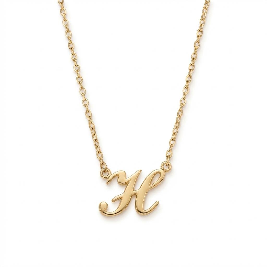 Personalized 14K Solid Gold Sideways Initial Necklace