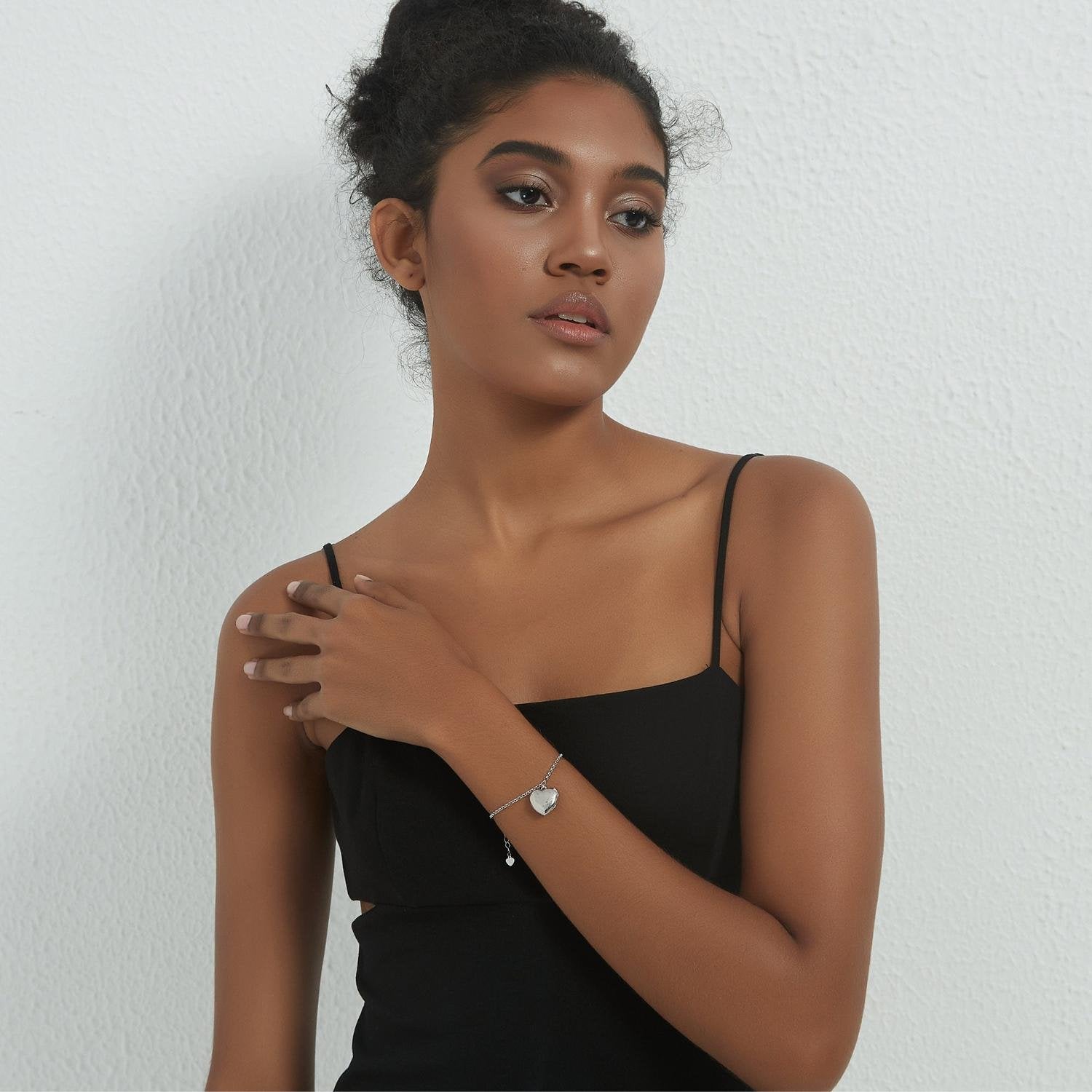 Artisan Heart Photo Locket Bracelet - 925 Sterling Silver