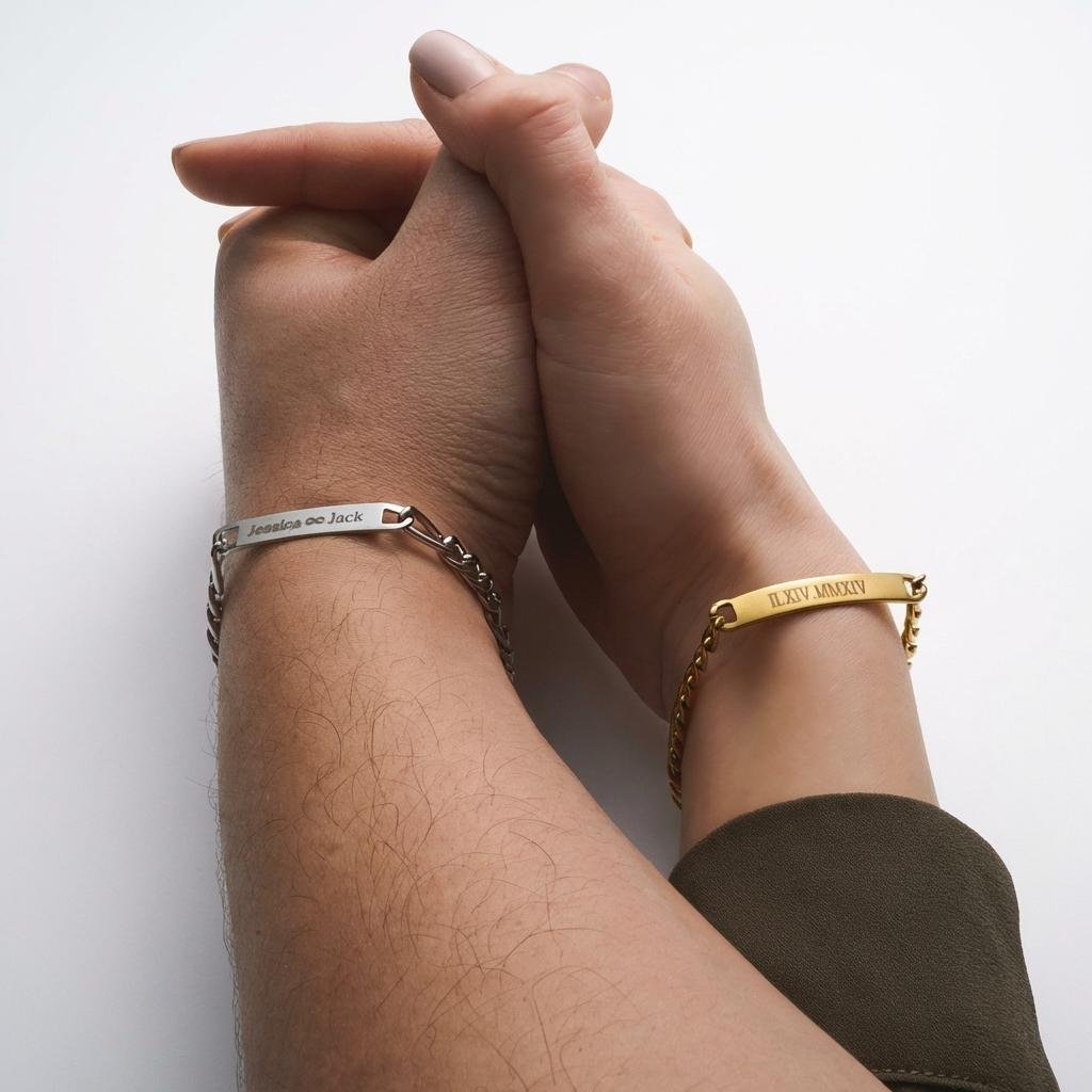 Personalized Couple Bracelets with Name & Date