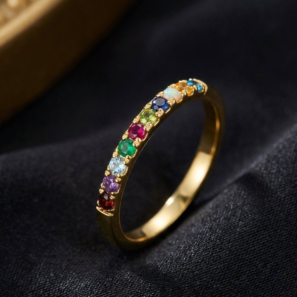 Custom Family Birthstone Ring - Personalized Mother's Gift