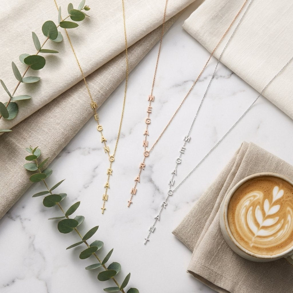 Custom Lariat Initial Necklace - Personalized Y Drop Name