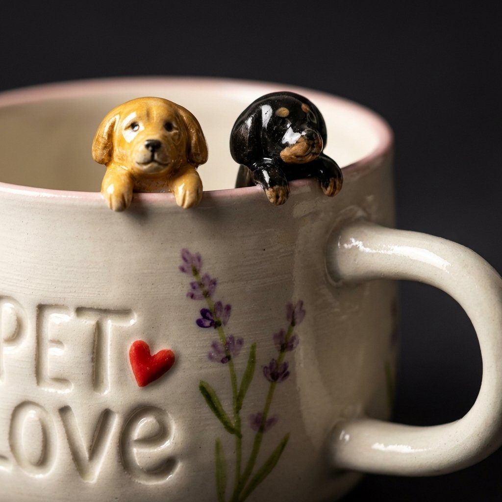 Artisan Custom Pet Peekaboo Mug - Hand-Sculpted Ceramic