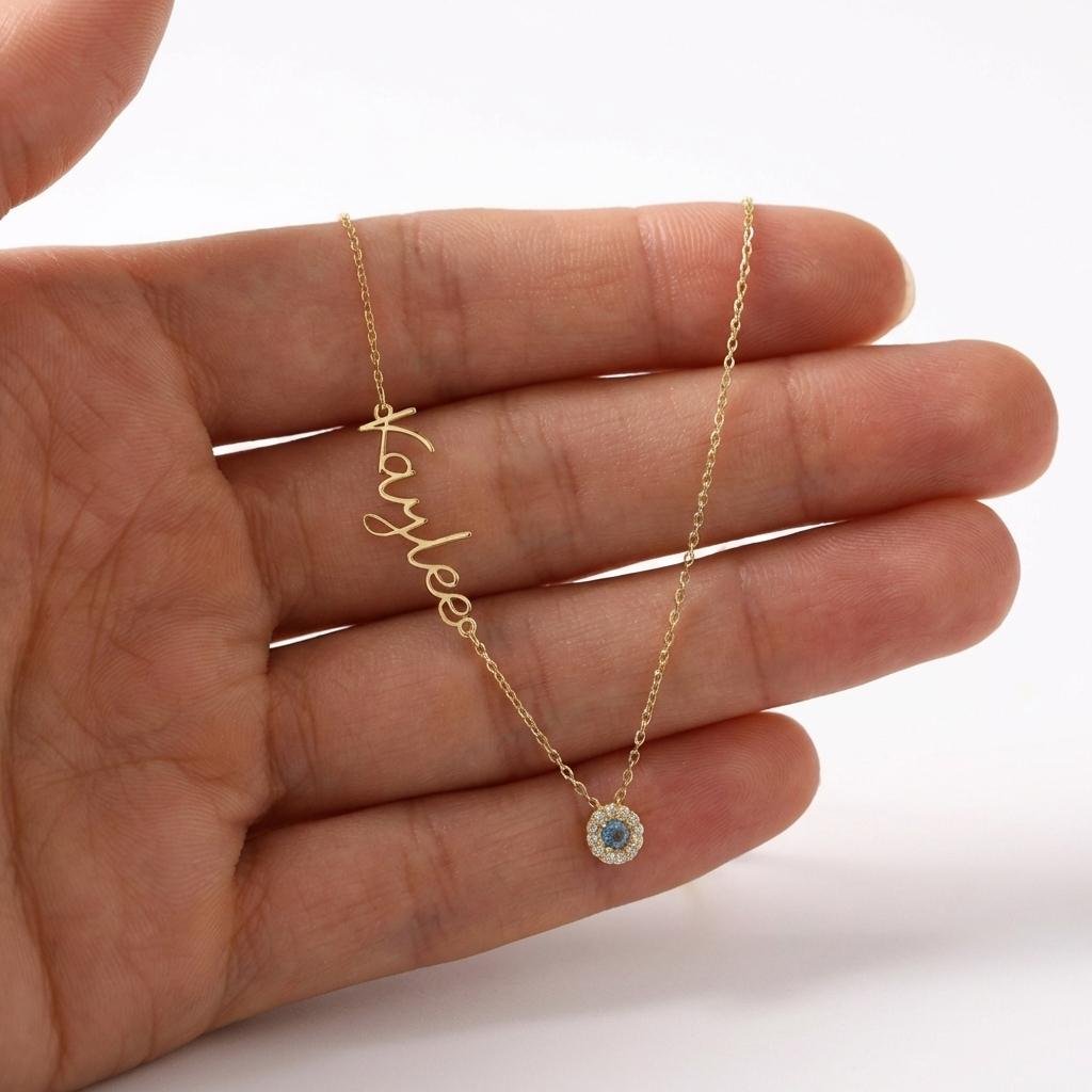 Personalized Birthstone Name Necklace - 14K Gold Jewelry