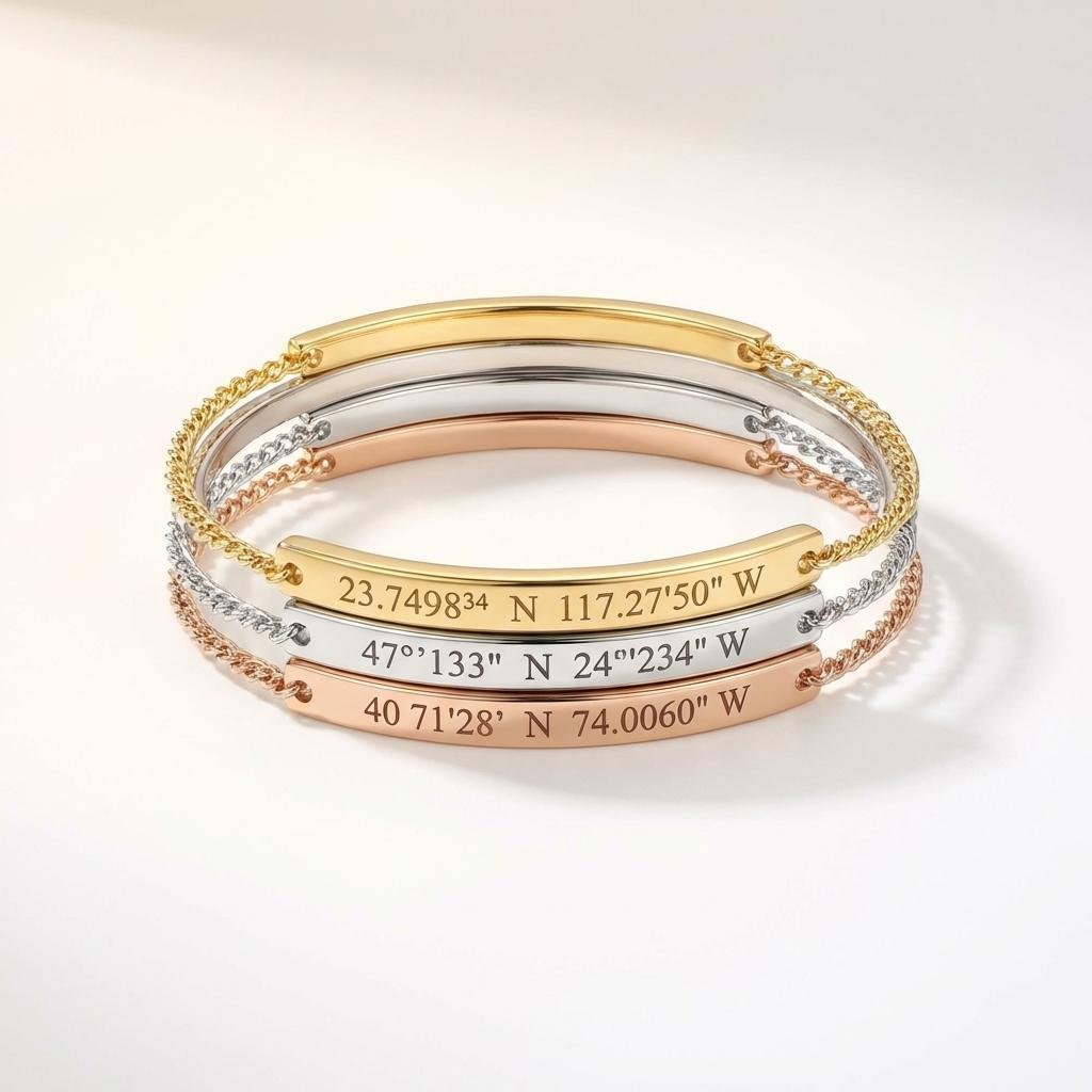 Custom Coordinate Bracelet | Personalized GPS Jewelry for Her