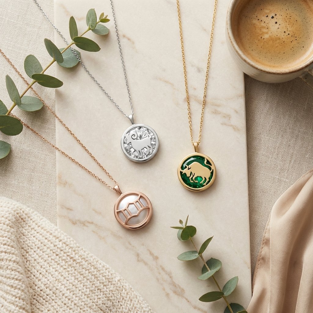 Personalized Zodiac & Birthstone Necklace in Sterling Silver
