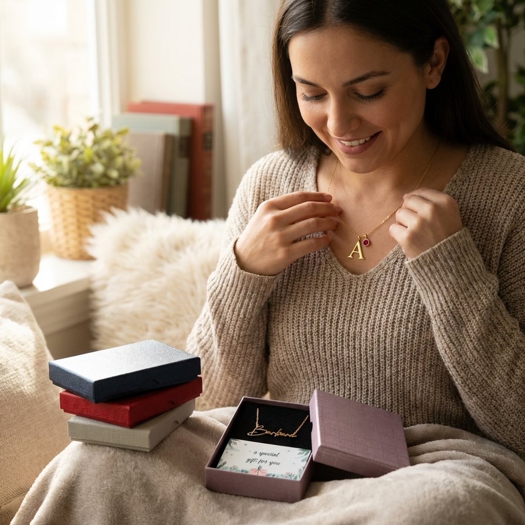 14K Gold Initial Birthstone Necklace | Personalized Gift