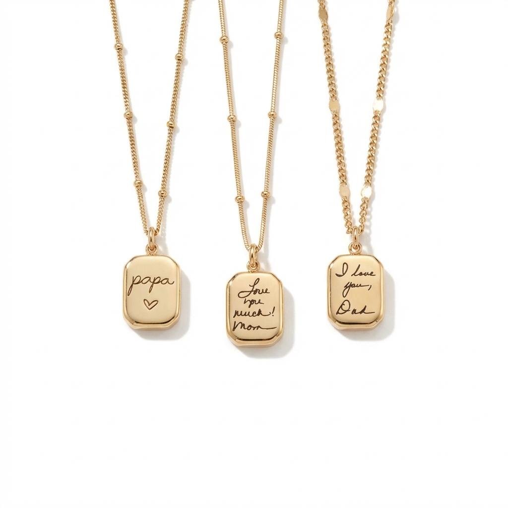 Custom Handwriting Necklace - Actual Signature Gold Pendant