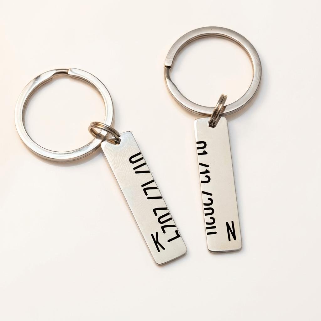 Personalized Anniversary Date Keychain Set for Couples
