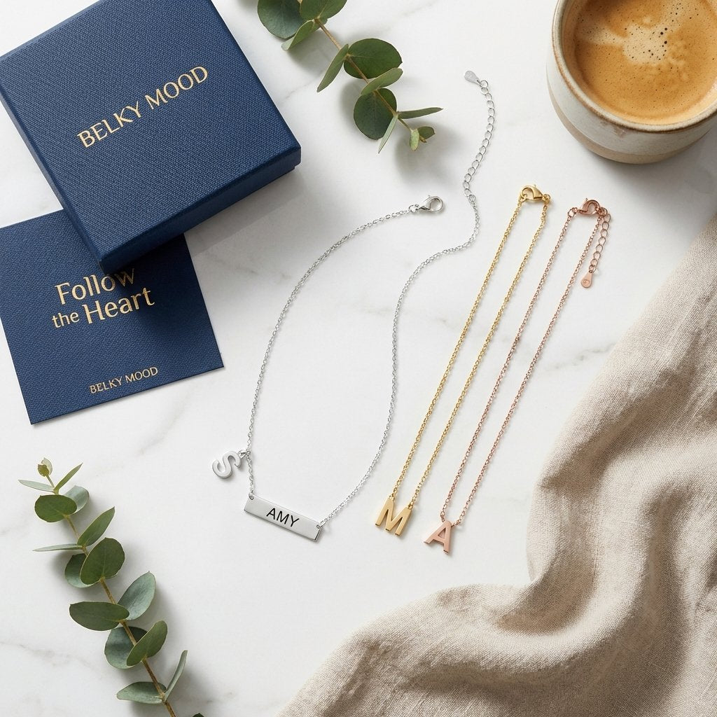 Personalized Initial Necklace - Solid 925 Sterling Silver
