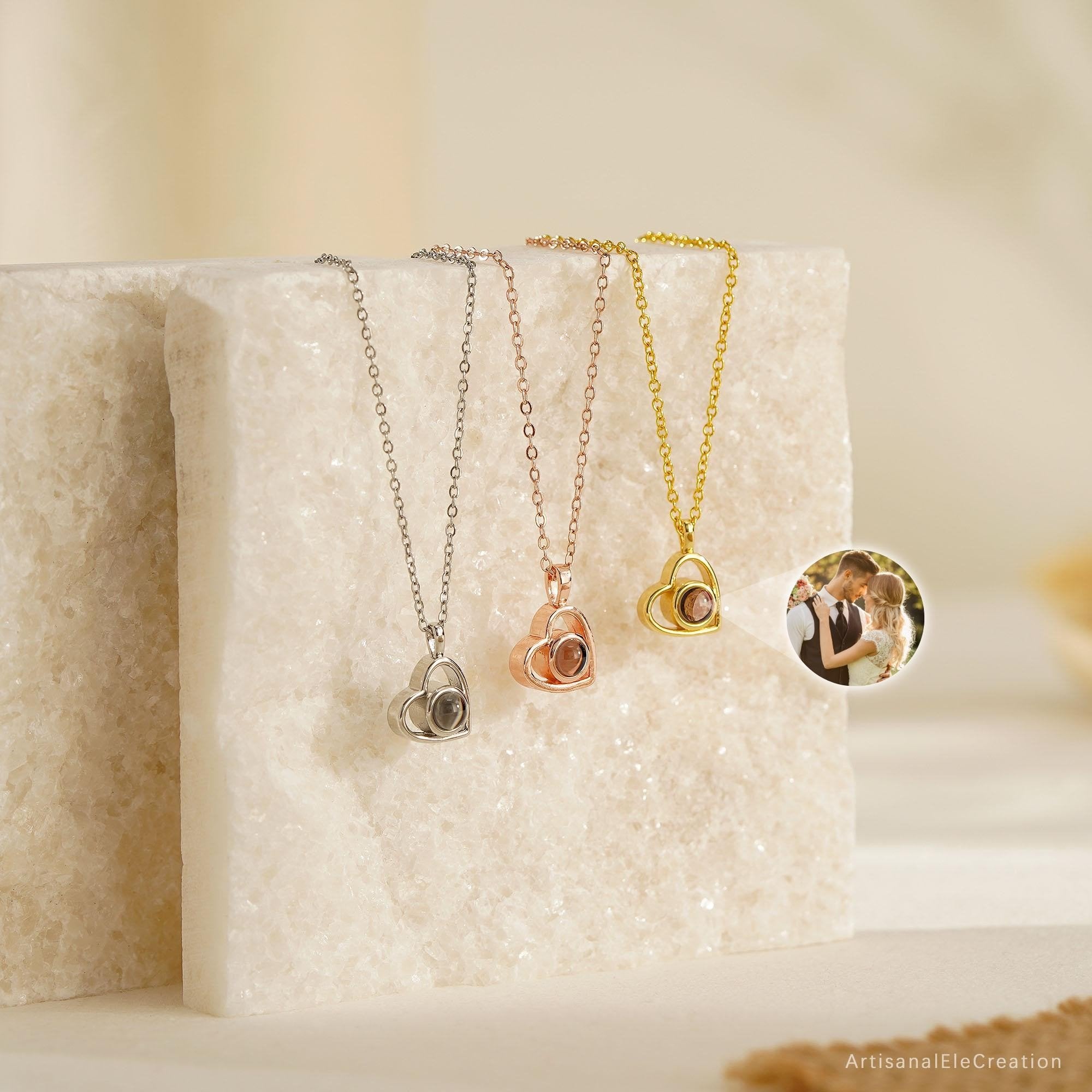 Bespoke Luminary Heart Photo Projection Necklace