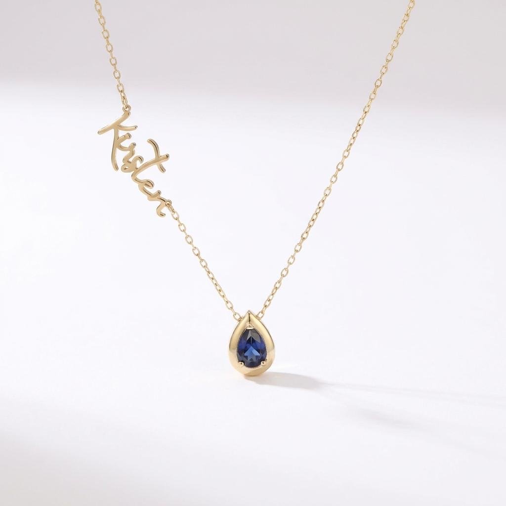 Personalized Side Name Necklace with Birthstone