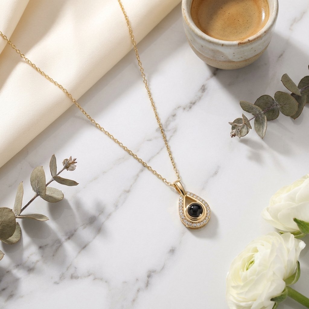 Ethereal Teardrop Projection Pendant