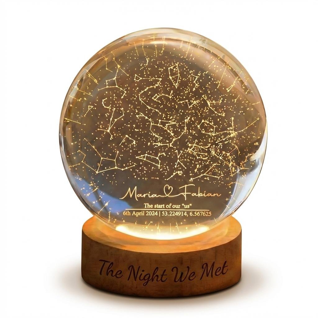 Personalized Star Map Crystal Ball LED Night Light