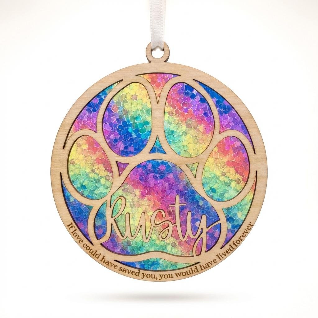 Personalized Pet Memorial Suncatcher - Rainbow Bridge Gift